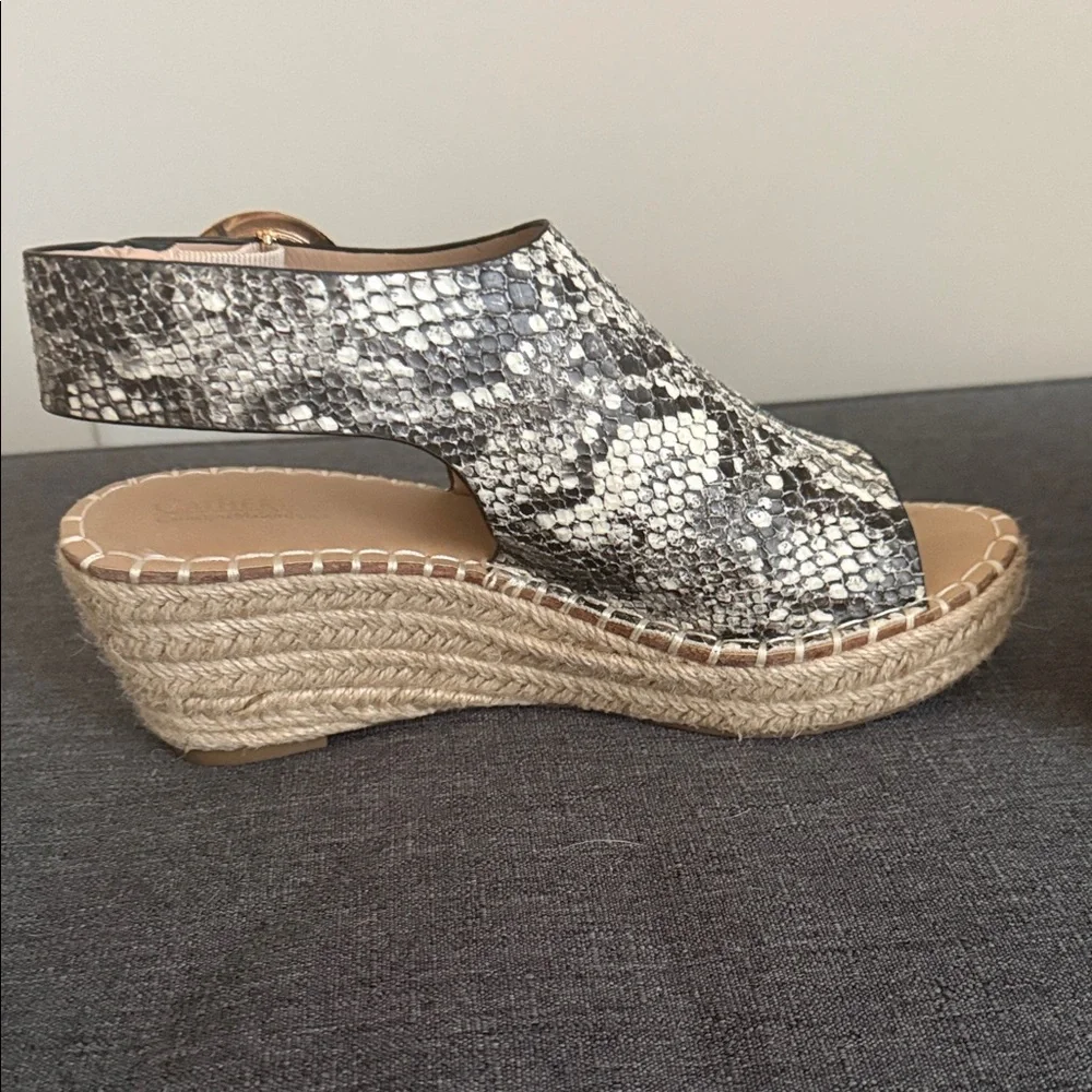 Catherine Malandrino Snake-Print Espadrille Wedge Sandals - Beige/Black